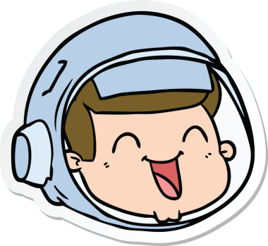 Bir insan tarafından çizilmiş mutlu astronot yüzü.