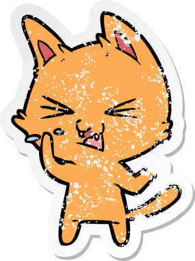 Bir insan tarafından çizilmiş bir çizgi film kedisinin sıkıntılı çıkartması.