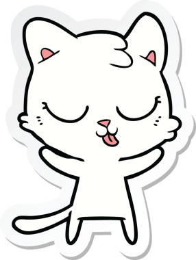 Bir insan tarafından çizilmiş şirin bir çizgi film kedisinin çıkartması.