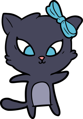 Bir insan tarafından çizilmiş çizgi film kedisi.