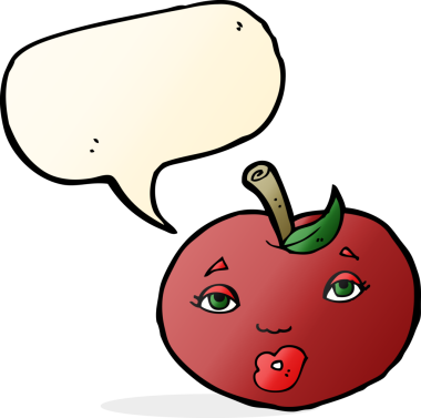 bir insan tarafından çizilmiş yüzlü karikatür elması.