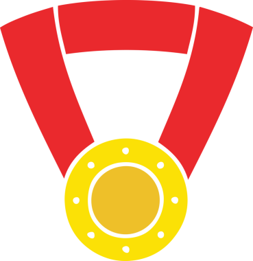 Bir insan tarafından çizilmiş altın madalyanın düz renkli retro karikatürü