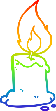 gökkuşağı gradyan çizgisi bir insan tarafından çizilmiş bir mum karikatürü