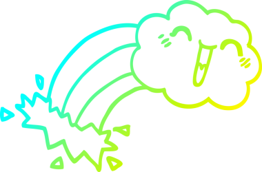 Bir insan tarafından çizilen gökkuşağı bulutunun soğuk gradyan çizimi