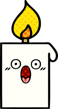 Bir insan tarafından çizilmiş çizgi roman tarzı yanan mum.