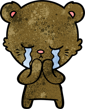 Bir insan tarafından çizilmiş ağlayan çizgi film ayısı.