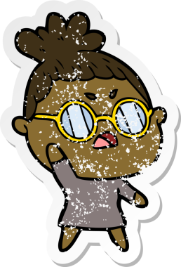 Bir insan tarafından çizilmiş bir karikatürün sıkıntılı çıkartması.