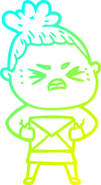 Bir insan tarafından çizilmiş kızgın bir karikatür çizimi.