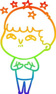 gökkuşağının gradyan çizimi bir çizgi film karakteri tarafından çizilmiş.