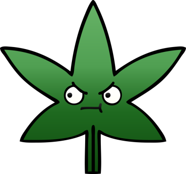 Bir insan tarafından çizilmiş marihuana yaprağının gölgeli çizgi filmi.