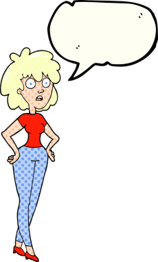 El yazısıyla çizilmiş çizgi roman konuşma balonu karikatürü bir insan tarafından çizilen kadını şaşırttı