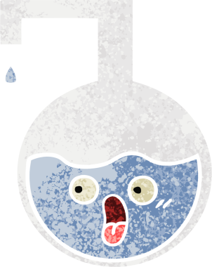 Bir insan tarafından çizilmiş bilimsel bir deneyin retro çizim tarzı karikatürü