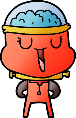 Bir insan tarafından çizilmiş mutlu çizgi film robotu