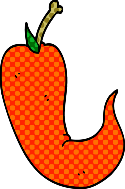 Bir insan tarafından çizilmiş kırmızı acı biber.