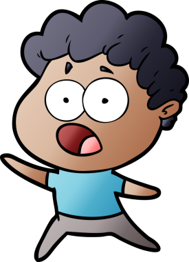 Bir insan tarafından çizilmiş bir karikatür adamı şaşkınlıkla nefes nefese kaldı.