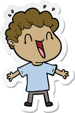 Bir insan tarafından çizilmiş mutlu bir adamın çıkartması.