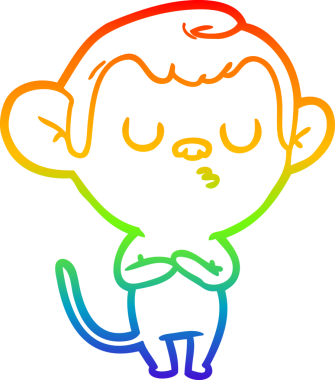 gökkuşağı gradyan çizgi çizimi bir insan tarafından çizilmiş bir maymun