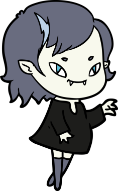 Bir insan tarafından çizilmiş çizgi film dostu vampir kız.