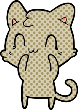 Bir insan tarafından çizilmiş mutlu bir kedi.