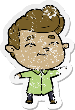 Bir insan tarafından çizilmiş mutlu bir çizgi film karakterinin sıkıntılı çıkartması.