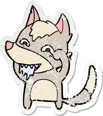 Bir insan tarafından çizilmiş aç bir kurdun sıkıntılı çıkartması.