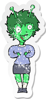 Bir insan tarafından çizilmiş uzaylı bir karikatürün gerilimli yapıştırması.