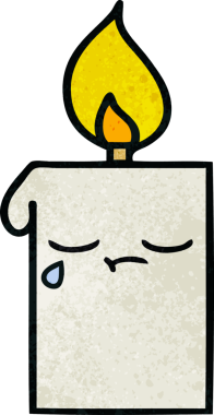 Bir insan tarafından çizilmiş yanan bir mumun retro grunge desen karikatürü