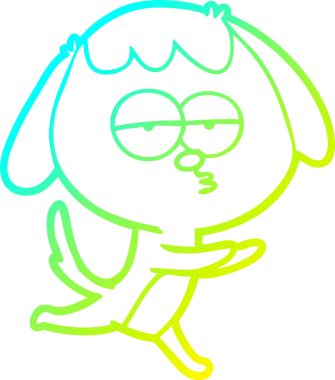 Bir insan tarafından çizilmiş ve sıkılmış bir köpeğin soğuk çizgi çizimi.