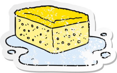 Bir insan tarafından çizilmiş karikatür süngerinin gerilmiş yapıştırması.