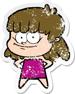 Bir insan tarafından çizilmiş gülümseyen bir karikatür çıkartması.