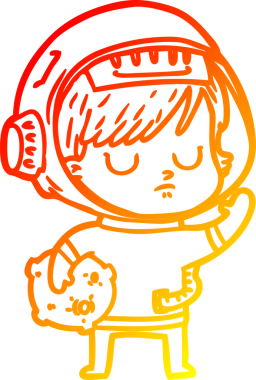 Bir insan tarafından çizilmiş bir astronot kadın çizgi çizimi.