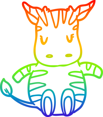 Gökkuşağı gradyan çizimi Bir insan tarafından çizilmiş şirin bir zebra