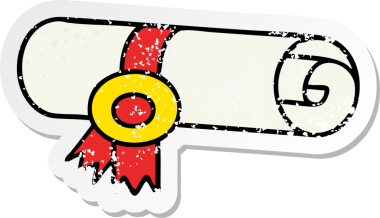 Bir insan tarafından çizilmiş sevimli bir karikatür sertifikasının sıkıntılı etiketi