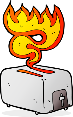 Bir insan tarafından çizilmiş kızgın ekmek kızartma makinesi.