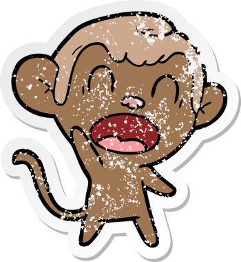 Bir insan tarafından çizilmiş bağıran çizgi film maymunu çıkartması.