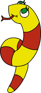 Bir insan tarafından çizilmiş sevimli bir yılanın çizimi.