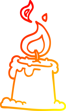 Bir insan tarafından çizilmiş karikatür yanan bir mumun sıcak çizgi çizimi