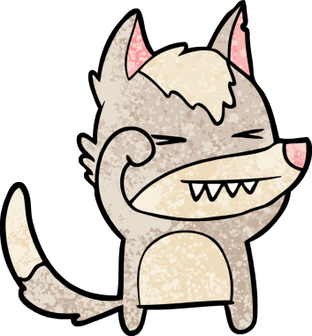 Bir insan tarafından çizilmiş yorgun kurt çizgi filmi.