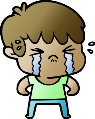 Bir insan tarafından çizilmiş ağlayan çizgi film çocuğu.