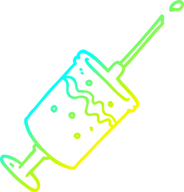 Bir insanın çizdiği şırınga iğnesinin soğuk gradyan çizgisi.