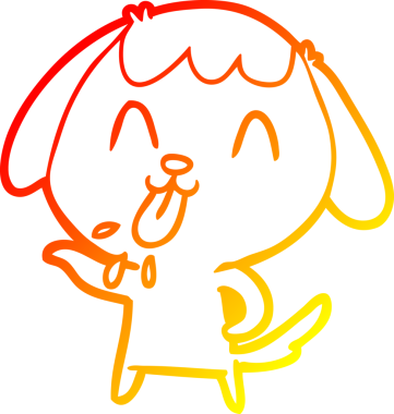 Bir insan tarafından çizilmiş sevimli bir köpeğin sıcak çizgi çizgisi.