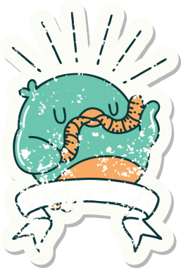 Bir insan tarafından çizilmiş eski bir dövme stili robin.