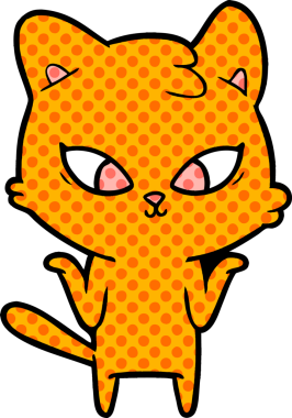 Bir insan tarafından çizilmiş sevimli çizgi film kedisi.