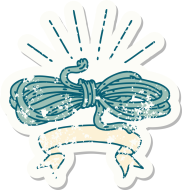 Bir insan tarafından çizilmiş eski bir dövme stili yara ipinin etiketi.