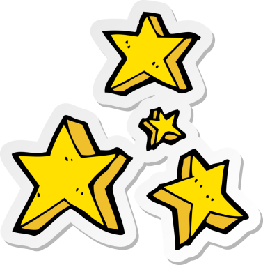 Bir insan tarafından çizilmiş bir çizgi film yıldızının çıkartması.