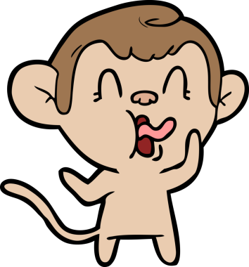 Bir insan tarafından çizilmiş çılgın çizgi film maymunu