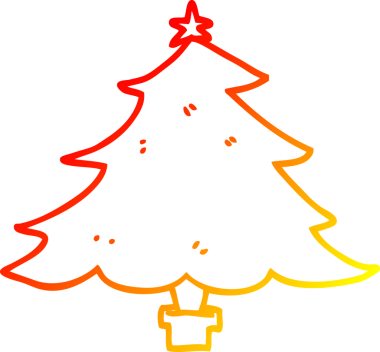 Bir insan tarafından çizilmiş bir karikatür Noel ağacının sıcak gradyan çizimi