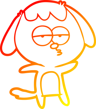 Bir insan tarafından çizilen ve sıkılmış bir köpeğin sıcak çizgi çizimi.