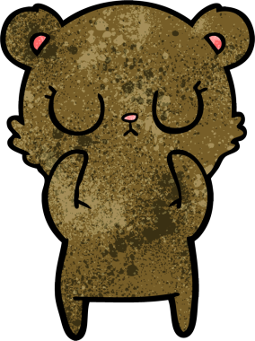 Bir insan tarafından çizilmiş barışçıl çizgi film ayısı.