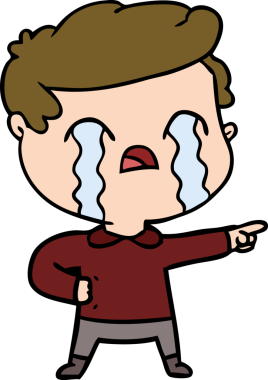 Bir insan tarafından çizilmiş ağlayan çizgi film adamı.